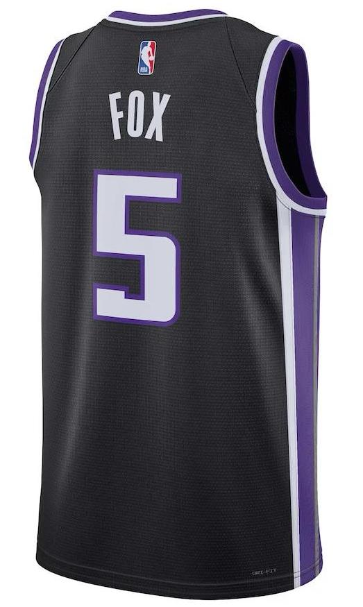 Sacramento KingsDe'Aaron Fox Black Jersey - Icon Edition