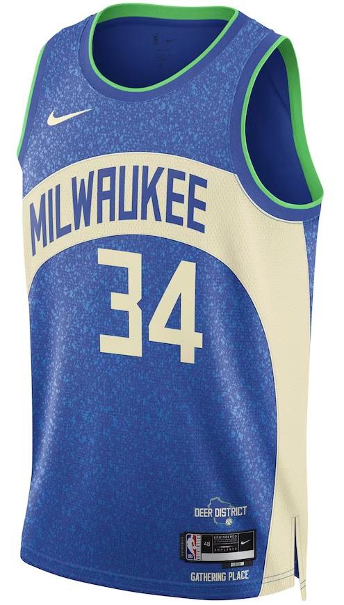 Milwaukee Bucks Giannis Antetokounmpo Blue 2023/24 Jersey - City Edition