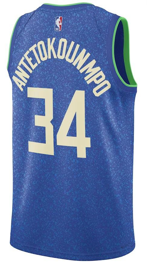 Milwaukee Bucks Giannis Antetokounmpo Blue 2023/24 Jersey - City Edition