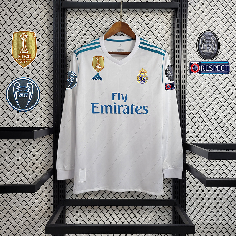 Camiseta Manga Larga Real Madrid 17-18 Com patchs