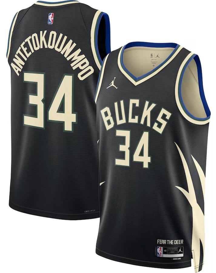 Milwaukee Bucks Giannis Antetokounmpo Black Jersey - Statement Edition