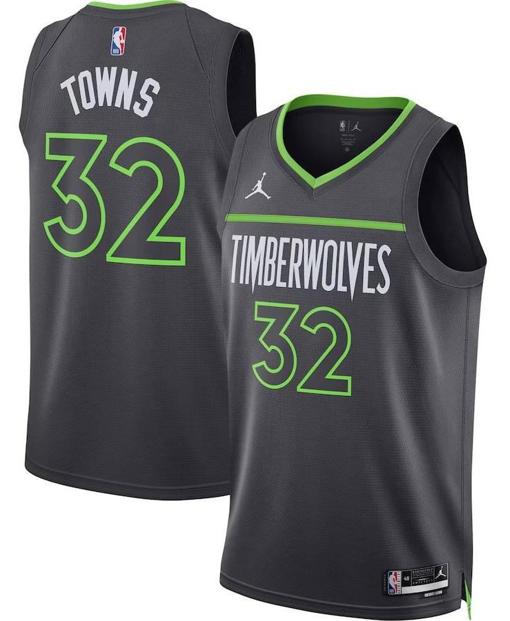 Minnesota Timberwolves Karl-Anthony Towns Charcoal Jersey - Statement Edition