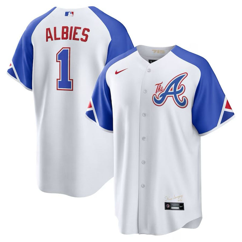 Atlanta Braves Ozzie Albies – White/Blue Jersey