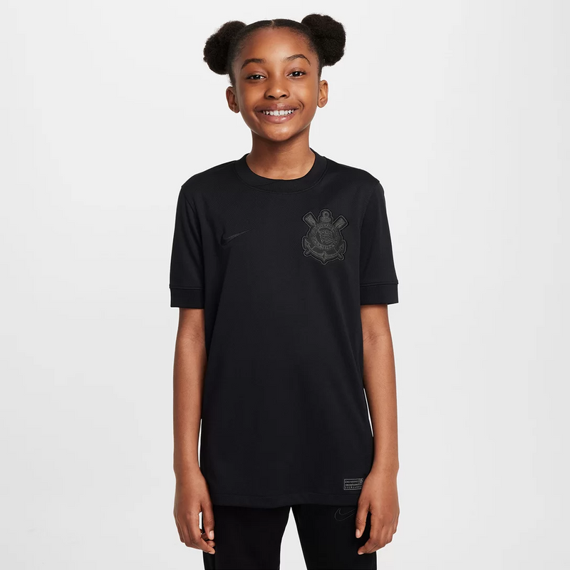 Camiseta Corinthians Infantil II 24/25 s/n° Hincha Nike - Negro