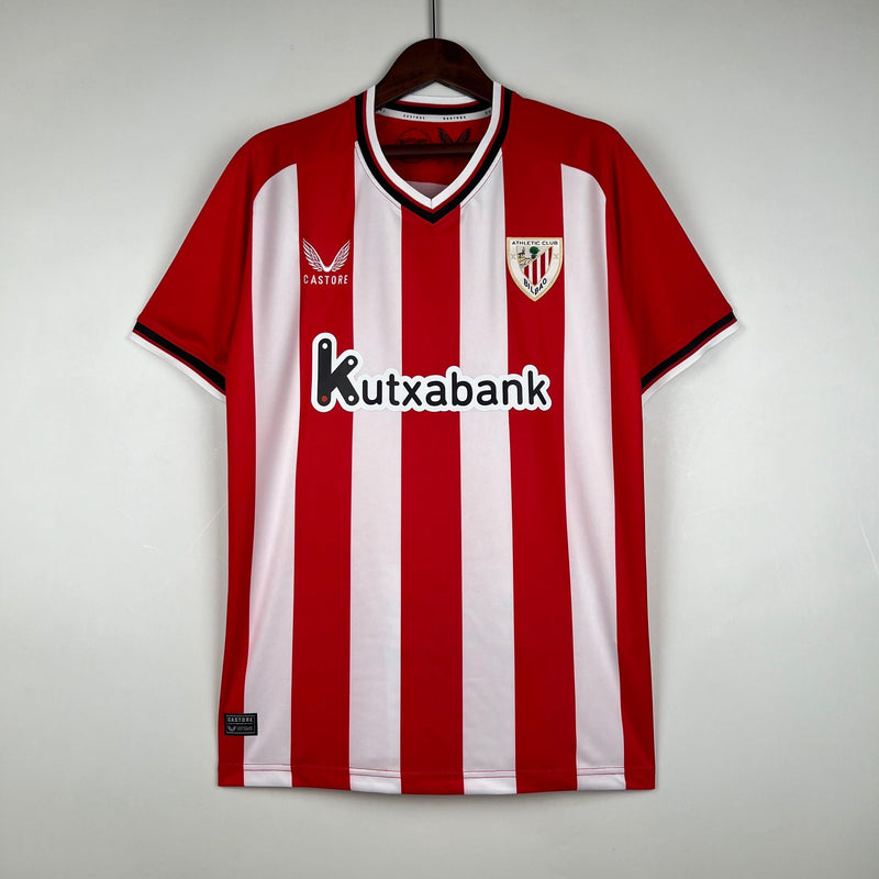 Camisa Athletic Bilbao Home 23/24 s/n° Torcedor Masculina - Vermelho e Branco - DA Sports Oficial