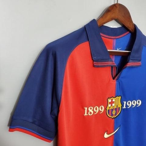 Camisa Barcelona 100 Anos Retrô 1999 Azul e Grená - Nike - DA Sports Oficial