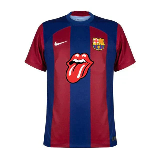 Camisa Barcelona Home Rolling Stones 23/24 s/nº Torcedor Masculina - Azul e Grená - DA Sports Oficial