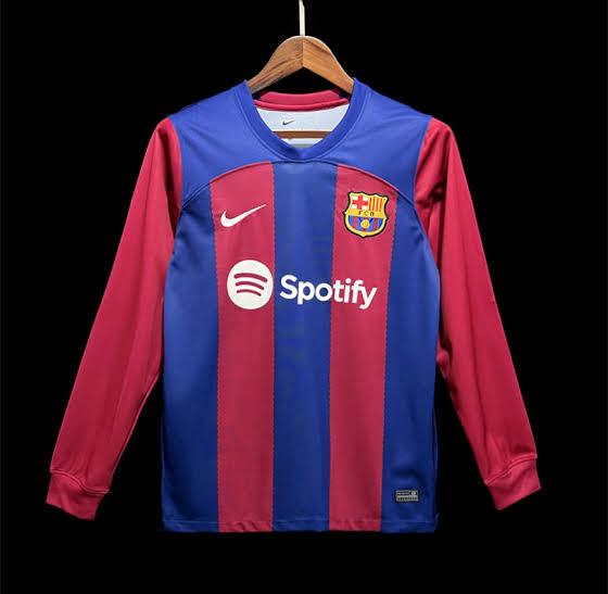 Camisa Barcelona Manga Longa 23/24 Azul e Vermelha - Nike - DA Sports Oficial