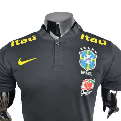 Camisa Brasil Polo Gola Baixa Preta - Masculina - DA Sports Oficial