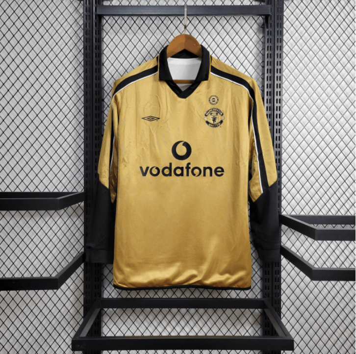 Camisa Manchester United Retro 2001/02 II Branca e Preta Umbro Dupla face Manga Longa - DA Sports Oficial