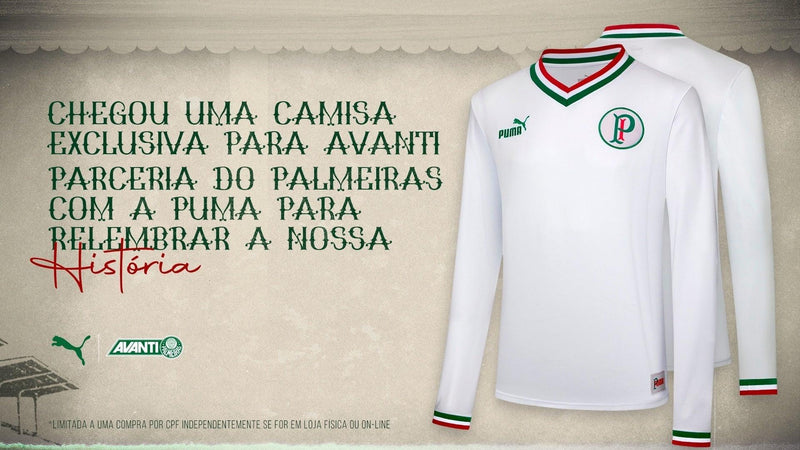 Camisa Manga Longa Palmeiras Avanti 2022 Puma - Branco - DA Sports Oficial