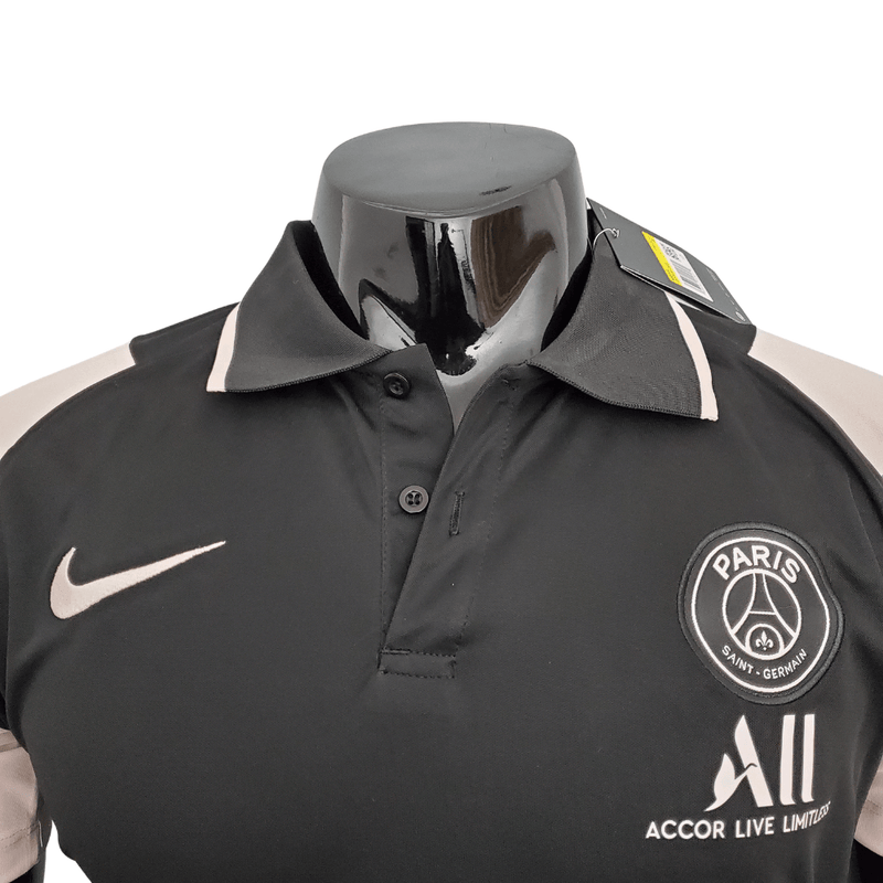 Camisa Polo PSG Preta e Branca - Masculina - DA Sports Oficial