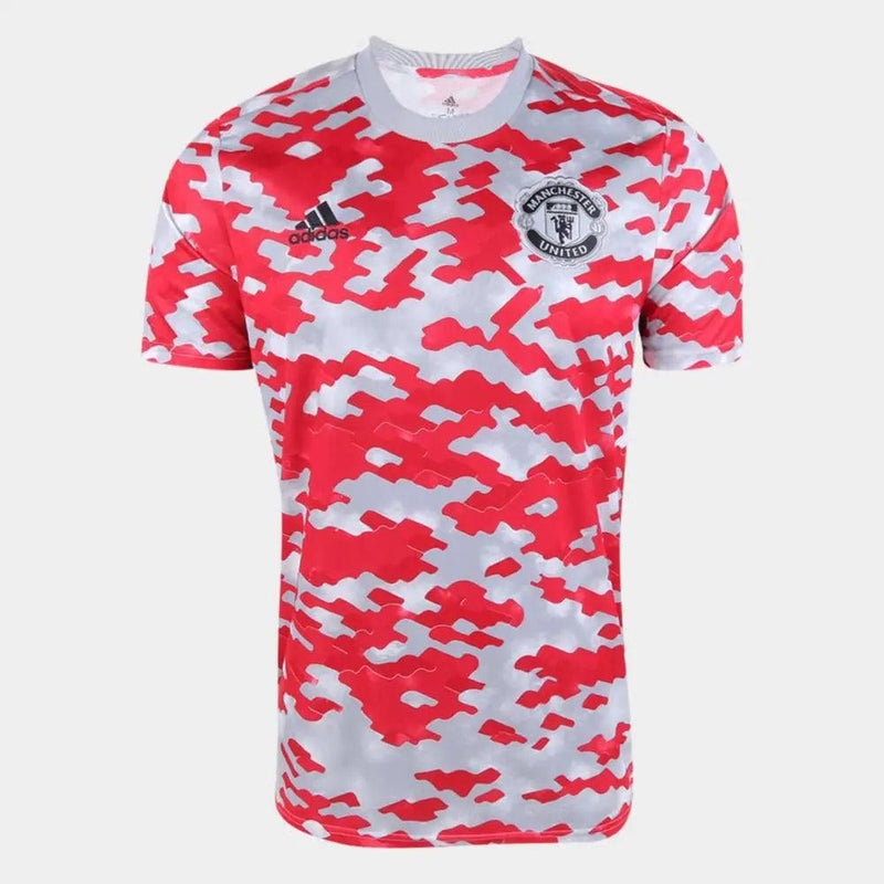 Camisa Pré-jogo Manchester United 21/22 Adidas - Branco e Vermelho - DA Sports Oficial