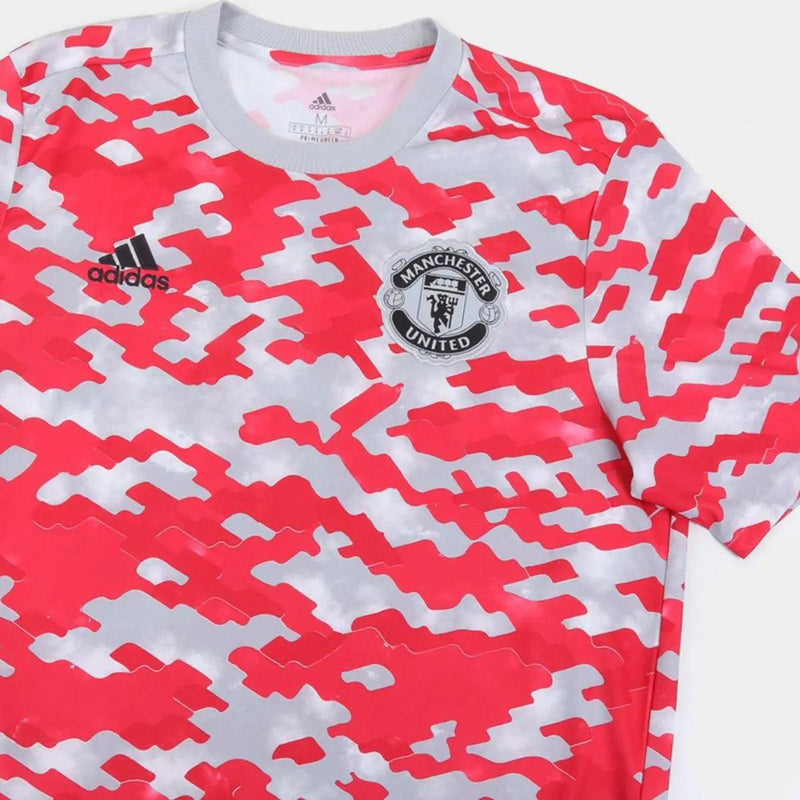 Camisa Pré-jogo Manchester United 21/22 Adidas - Branco e Vermelho - DA Sports Oficial