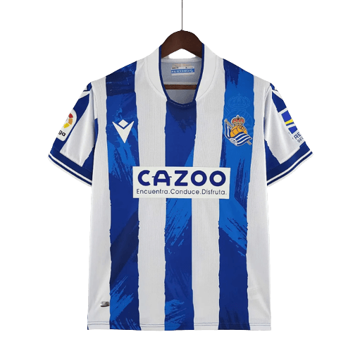 Camisa Real Sociedad I 22/23 Macron - Branco e Azul - DA Sports Oficial