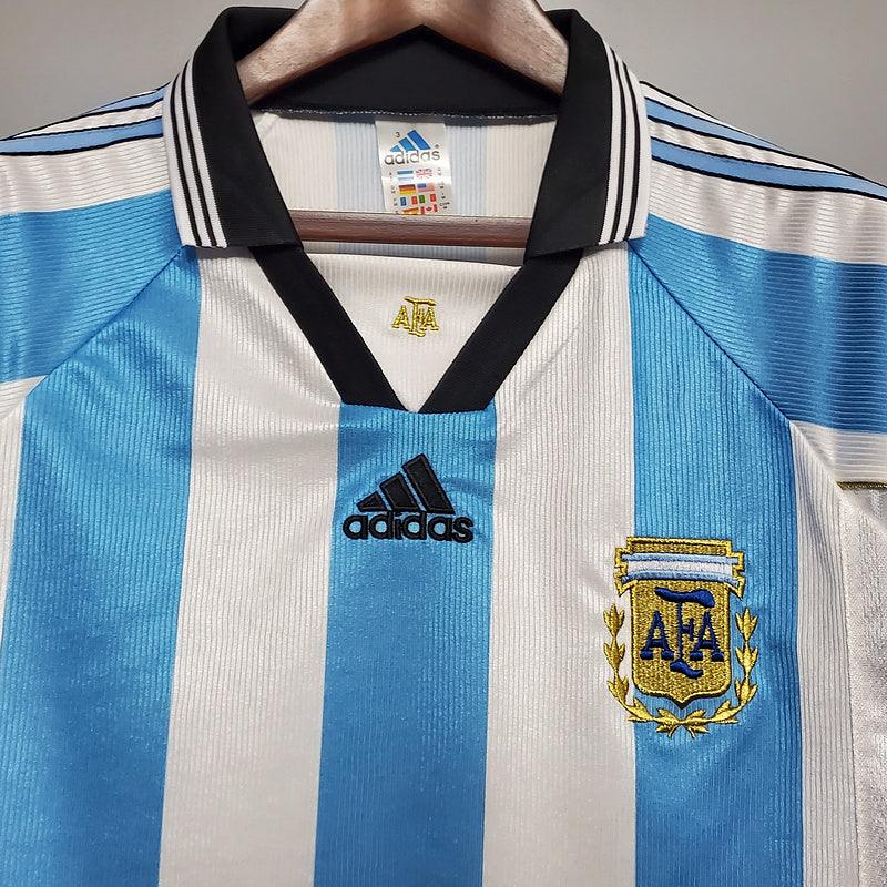 Camisa Seleção Argentina Retrô 1998 Azul e Branca - Adidas - DA Sports Oficial