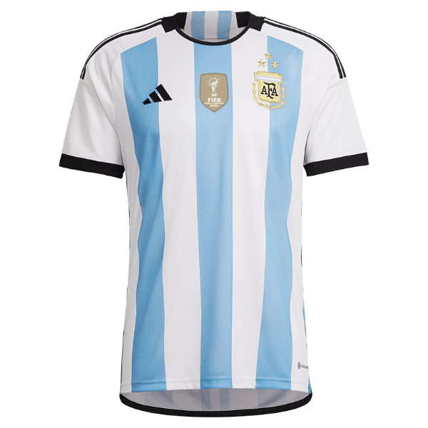 Camisa Seleção da Argentina I [Patch Copa do Mundo] 2022 Adidas - Azul e Branca - DA Sports Oficial