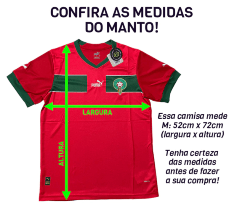 Camisa Seleção Marrocos I 2022 Puma - Vermelho - DA Sports Oficial