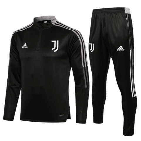 Conjunto Juventus 21/22 Preta - Adidas - Com Ziper - DA Sports Oficial