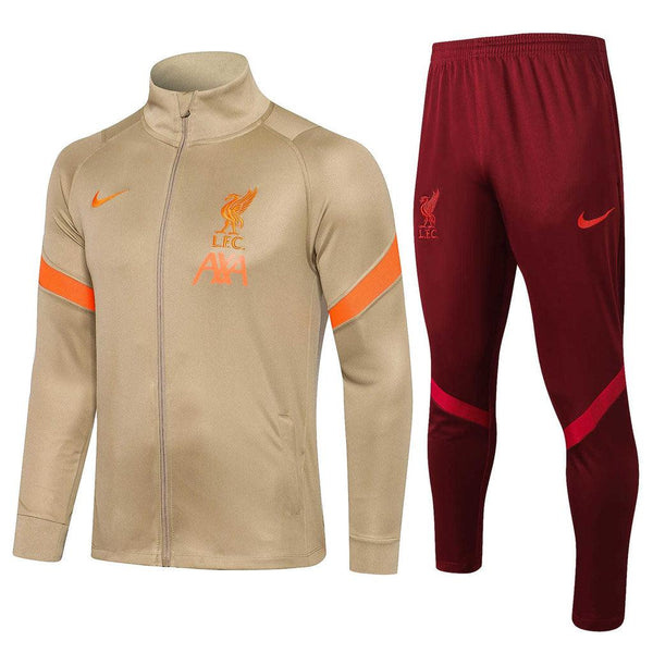 Conjunto Liverpool 21/22 Bege e Vermelho - Nike - Com Fecho - DA Sports Oficial