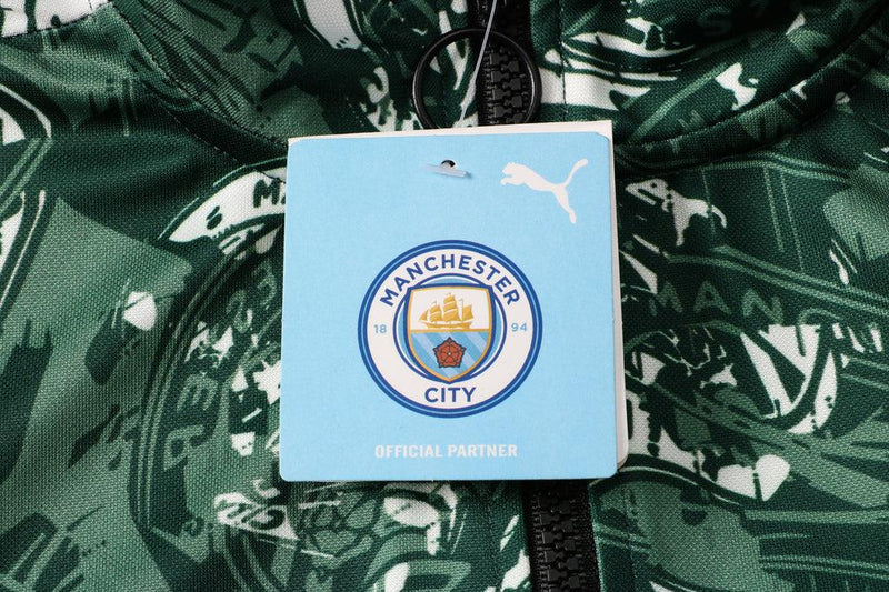 Conjunto Manchester City 21/22 Preta e Verde - Puma - Com Fecho - DA Sports Oficial