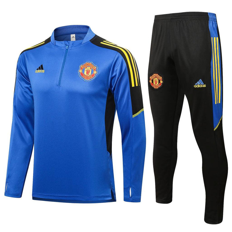 Conjunto Manchester United 21/22 Azul - Adidas - Com Ziper - DA Sports Oficial