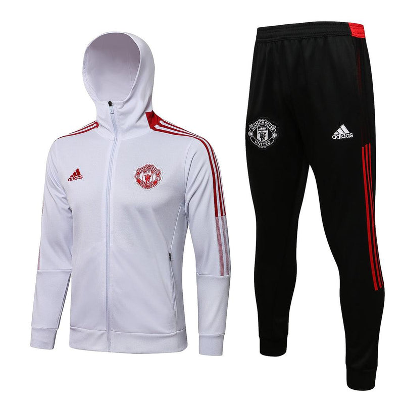 Conjunto Manchester United 21/22 Branca - Adidas - Com Capuz - DA Sports Oficial