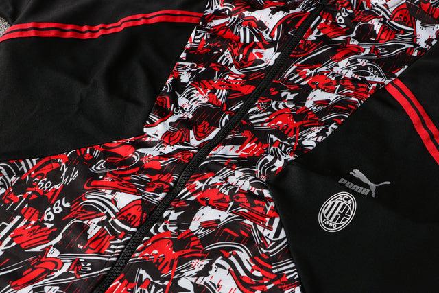 Conjunto Milan 21/22 Preta e Vermelha - Puma - Com Fecho - DA Sports Oficial