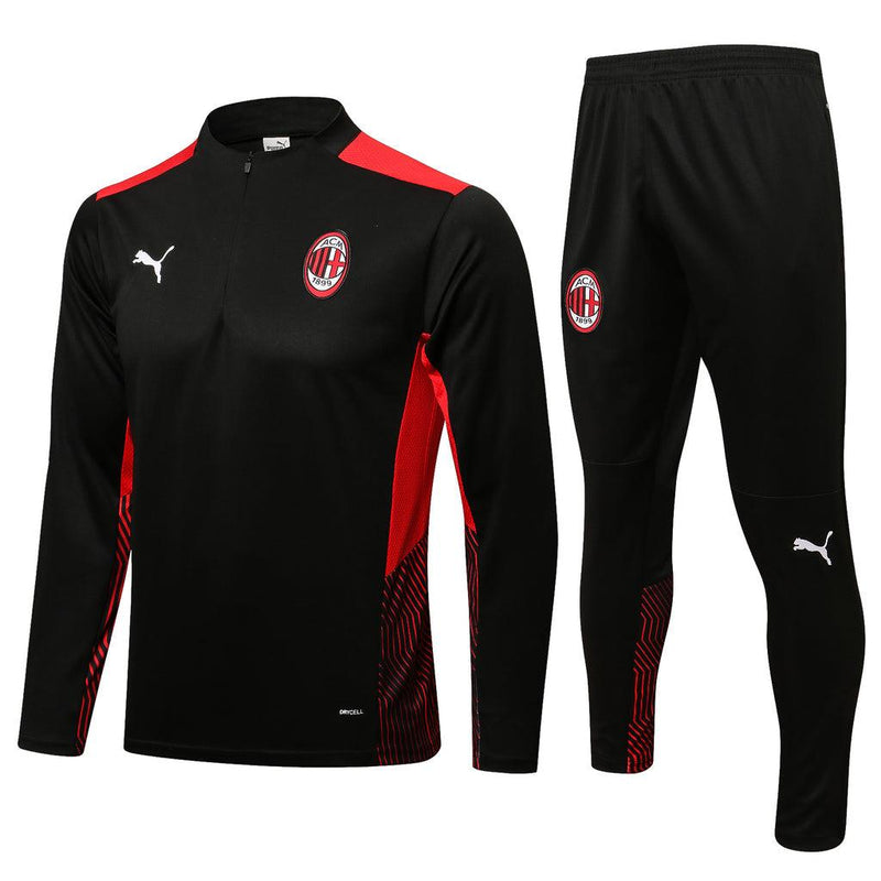 Conjunto Milan 21/22 Preta - Puma - Com Ziper - DA Sports Oficial