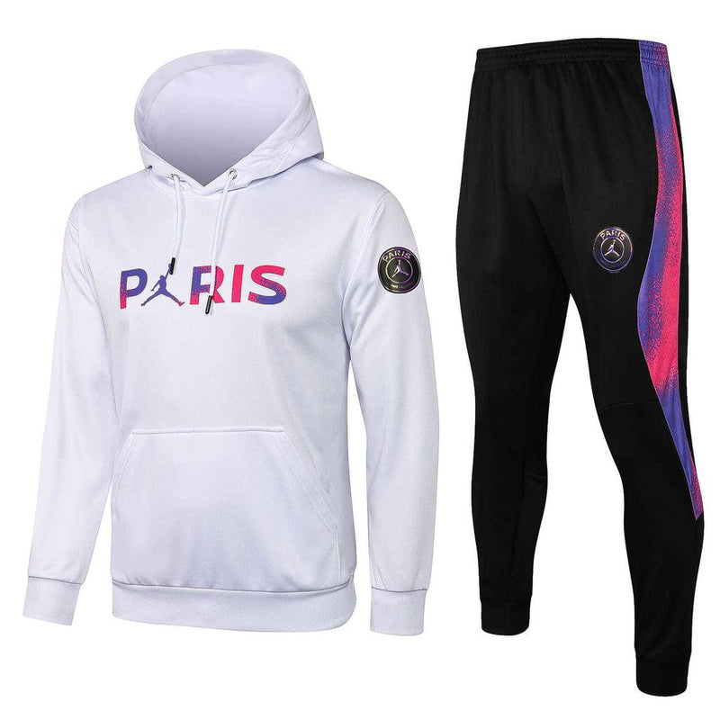 Conjunto PSG 21/22 Branco e Preto - Jordan - Com Capuz - DA Sports Oficial