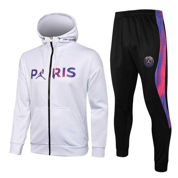 Conjunto PSG 21/22 Branco e Preto - Jordan - Com Fecho e Capuz - DA Sports Oficial