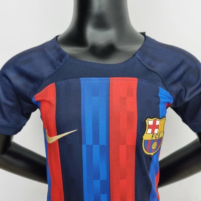 Kit Infantil Barcelona 22/23 Nike - Azul e Vermelho - DA Sports Oficial