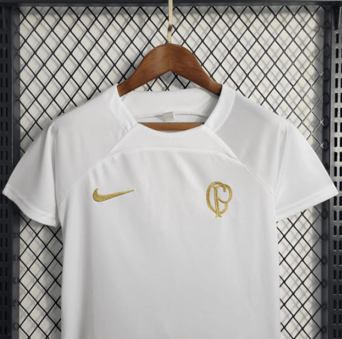 Kit Infantil Nike Corinthians Treino 2023/24 - Branco e Dourado - DA Sports Oficial