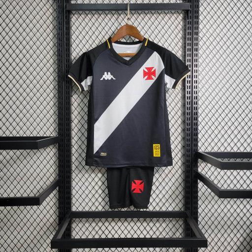 Kit Infantil Vasco 23/24 Kappa - Preto e Branco - DA Sports Oficial