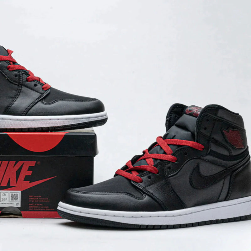 Air Jordan 1 Retro High Black Satin Gym Red